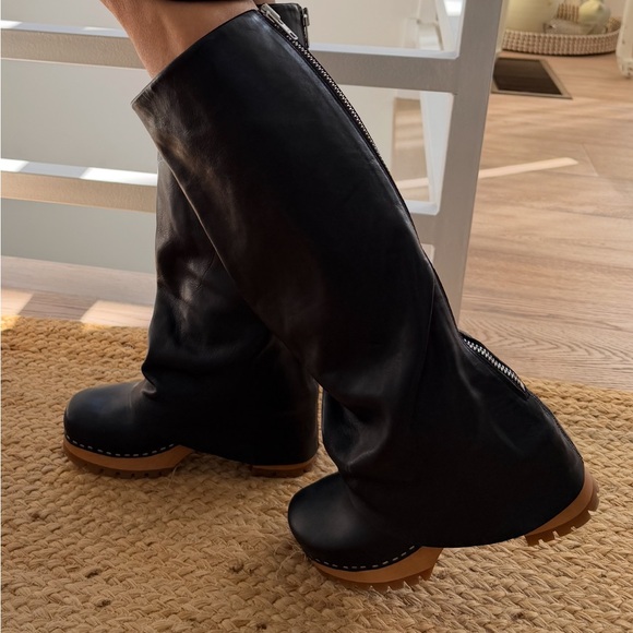 Swedish Hasbeens NWT Bootcut Knee Boot Black Super Fun Style Unique 🌈♥️ - Picture 4 of 13